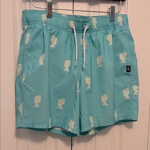 Hollister men’s swim trunks teal with palm trees size S